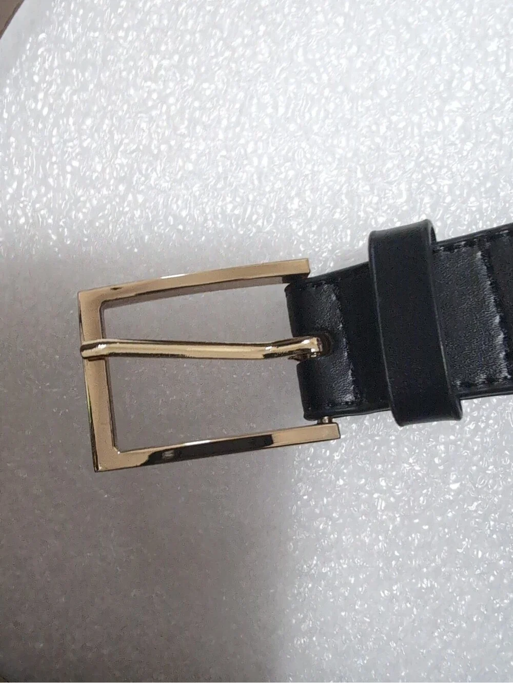 Talbots Black Leather Belt Gold Buckle Women's Medium Career Adjustable